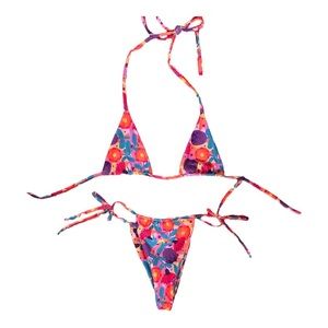 Vintage high leg floral bikini